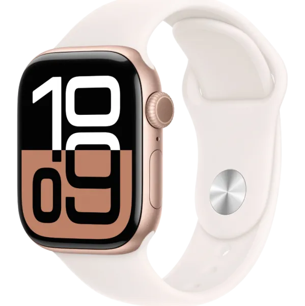Apple Watch Series 10 46mm Aluminum Rose Gold Case Light Blush Sport Band M/L