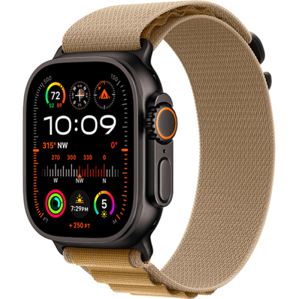 Apple Watch Series Ultra 2 49mm Black Titanium Case with Tan Alpine Loop L